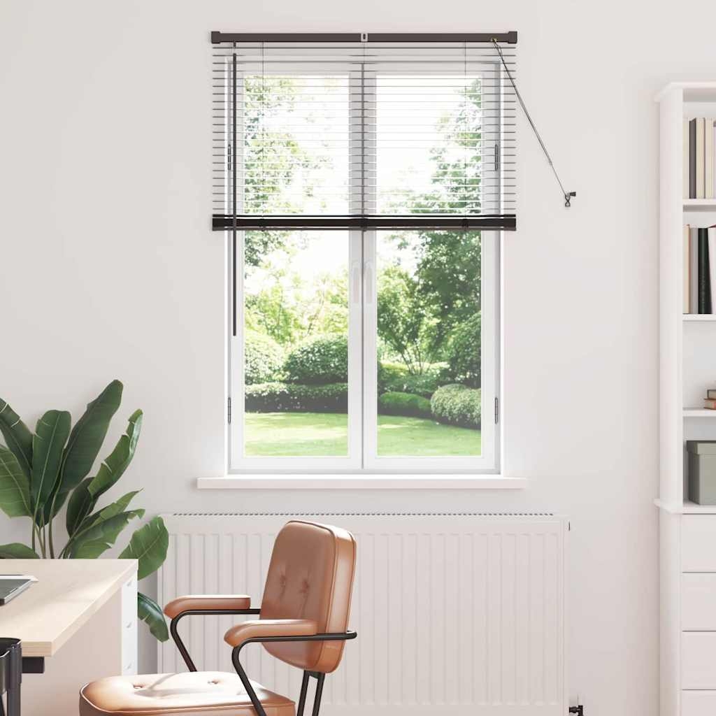 Fenster Jalousie mit Vorhängen Sonstiges Schwarz 80 x 130 cm Aluminium