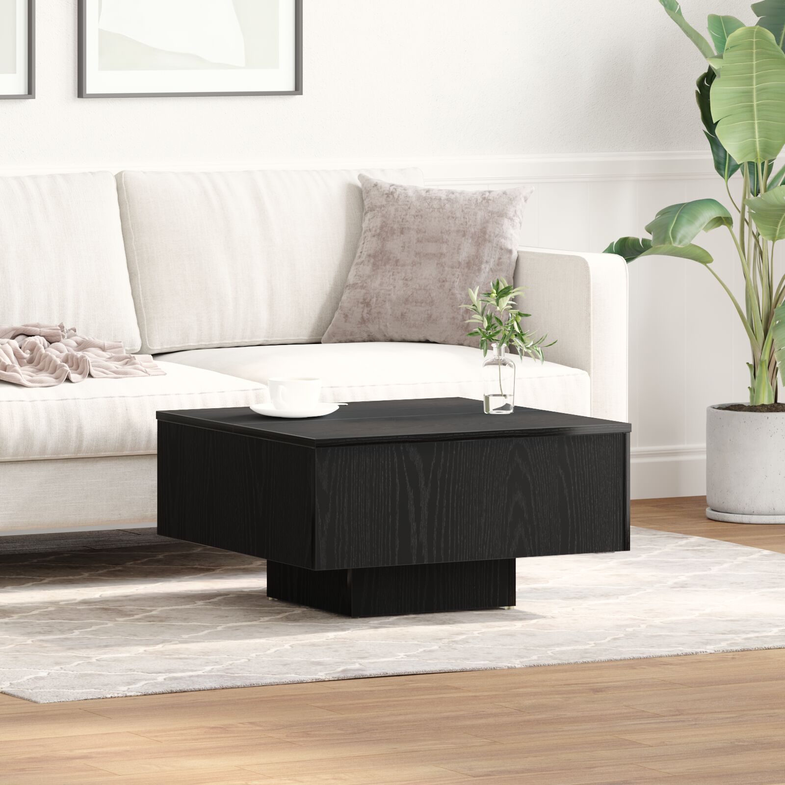 vidaXL Couchtisch Schwarz Eiche 60x60x31,5 cm aus Holzwerkstoff