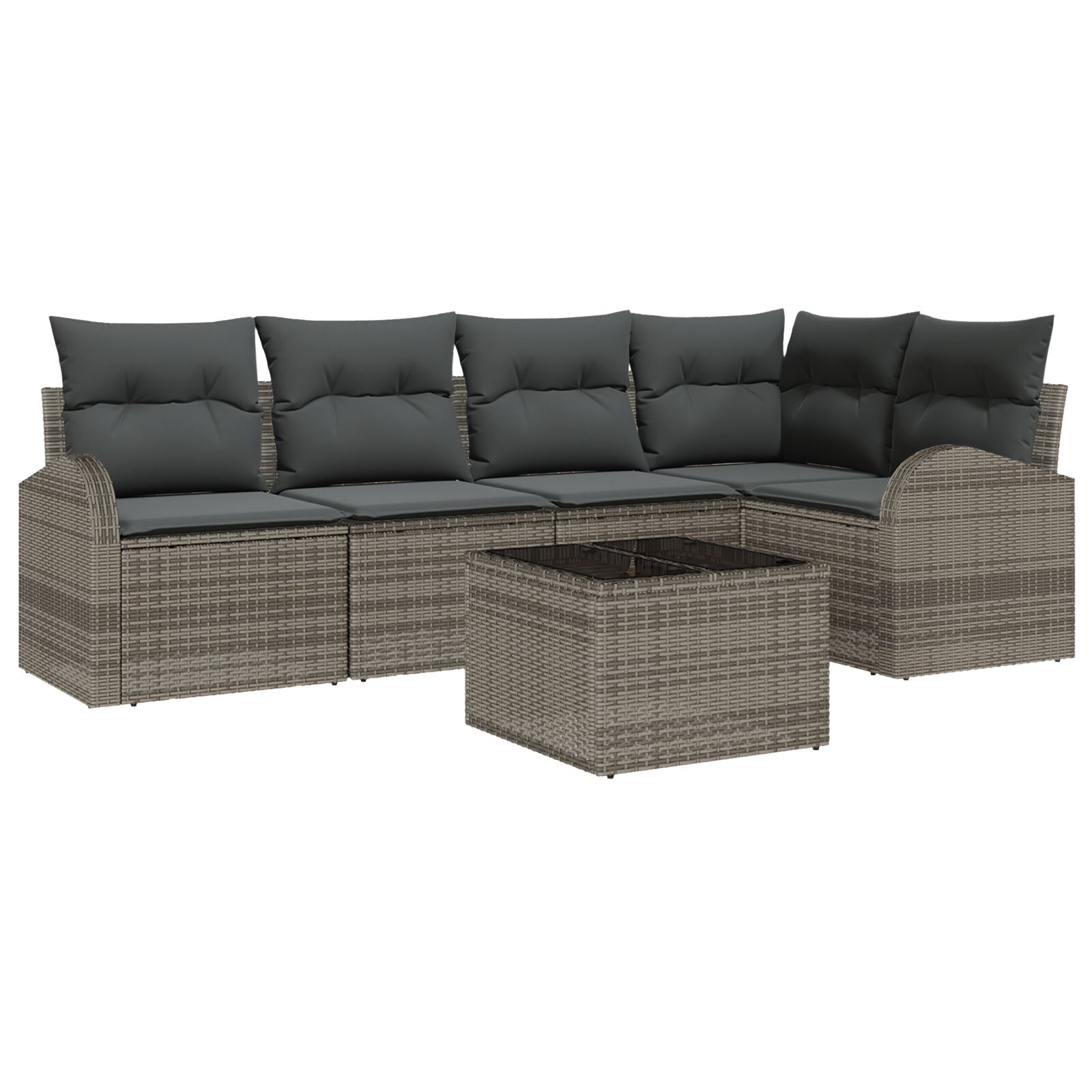 5-teiliges Garten Sofa Set mit Kissen Schwarz Poly Rattan, 2-Sitzer Garten Sofa mit Stauraum & Kissen Grau Poly Rattan 5-teiliges Garten Sofa Set mit Kissen Schwarz Poly Rattan, 2-Sitzer Garten Sofa mit Stauraum & Kissen Grau Poly Rattan