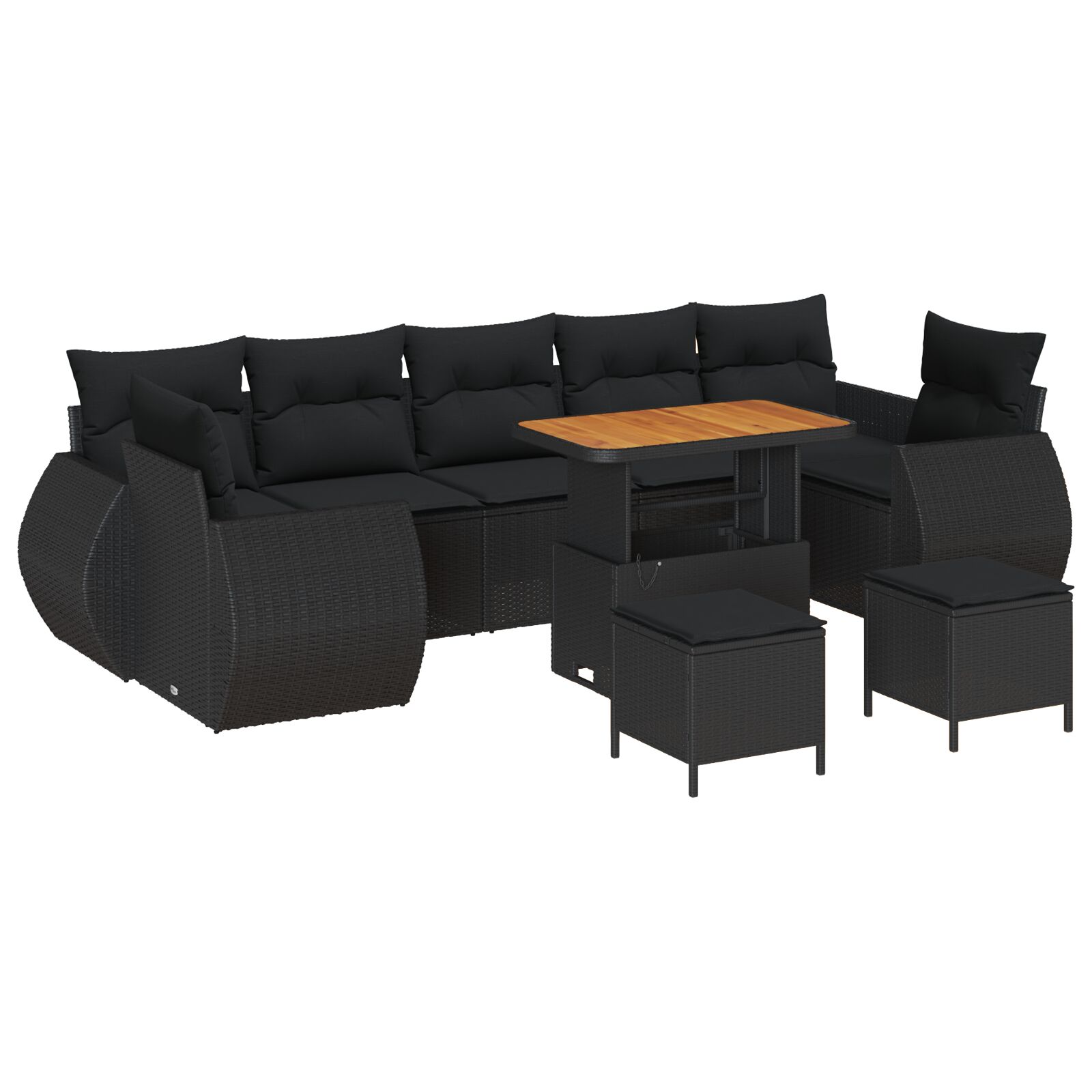 10-teiliges Garten-Sofa-Set mit Kissen Schwarz Poly Rattan Akazie, 3-teiliges Garten-Esszimmer-Set mit Kissen Schwarz Poly Rattan Akazie 10-teiliges Garten-Sofa-Set mit Kissen Schwarz Poly Rattan Akazie, 3-teiliges Garten-Esszimmer-Set mit Kissen Schwarz Poly Rattan Akazie