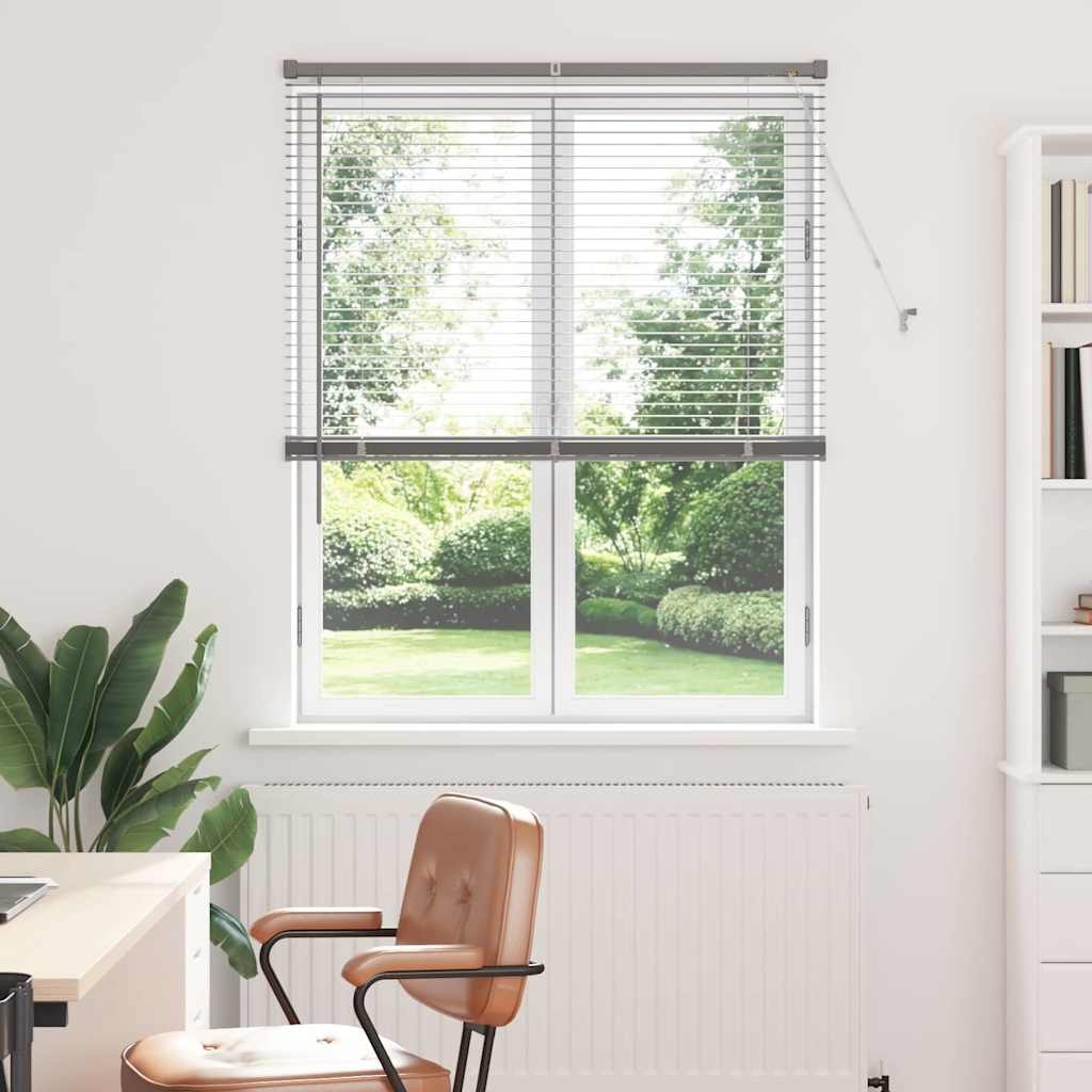 Fenster Jalousie mit Vorhängen Sonstiges Silber 100 x 175 cm Aluminium