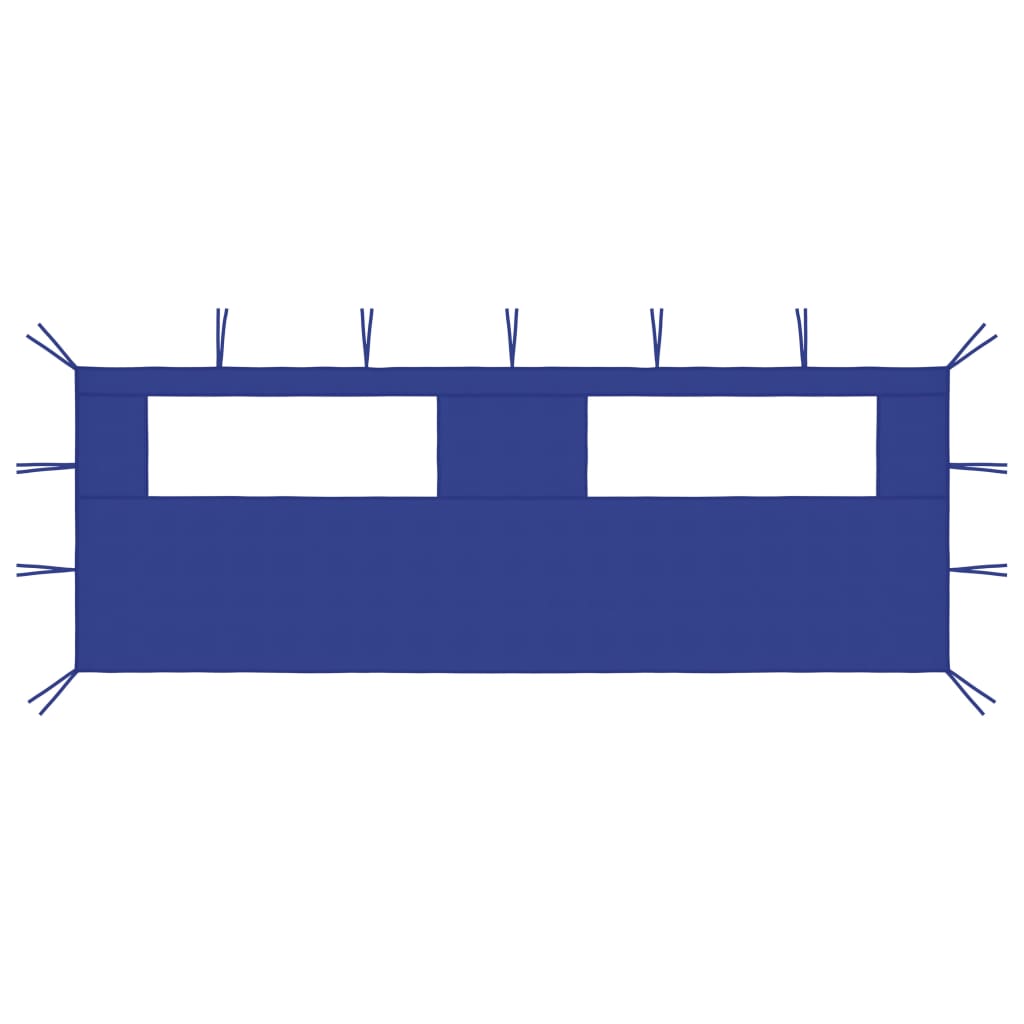 Pavillon-Seitenwand mit Fenstern 6x2 m Blau