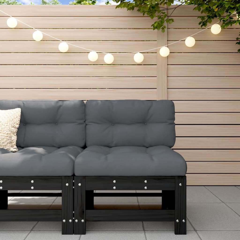 Garten-Mittelsofa Schwarz Massivholz Kiefer Garten-Mittelsofa Schwarz Massivholz Kiefer