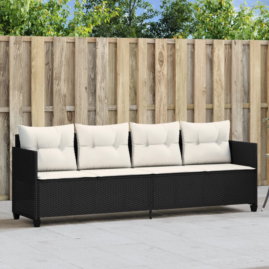 Sonnenliege mit Kissen Schwarz Poly Rattan Sonnenliege mit Kissen Schwarz Poly Rattan