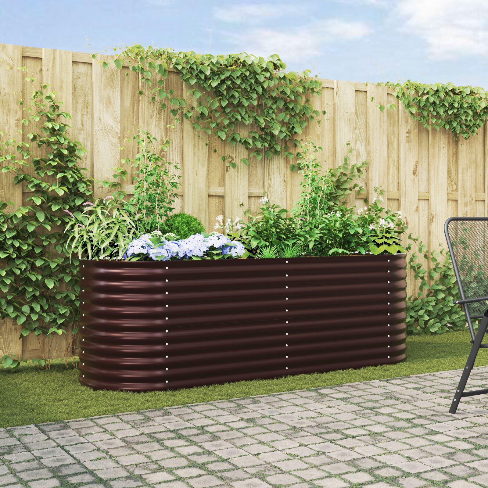 Hochbeet für den Garten Braun 240x80x81 cm aus galvanisiertem Stahl