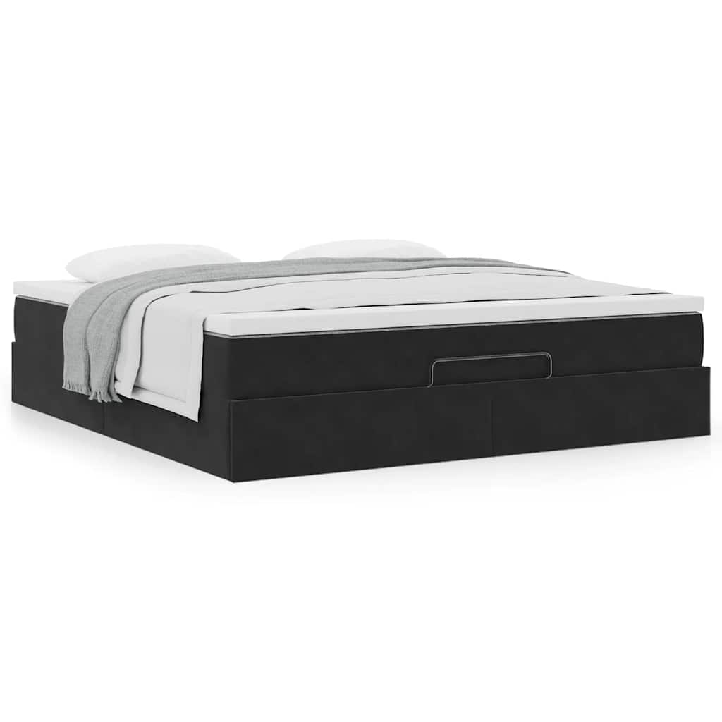 Ottoman-Bett mit Matratze Schwarz 160x200 cm Samt