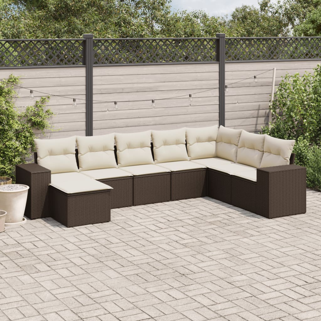 8-tlg. Garten-Sofagarnitur mit Kissen Braun Poly Rattan 8-tlg. Garten-Sofagarnitur mit Kissen Braun Poly Rattan