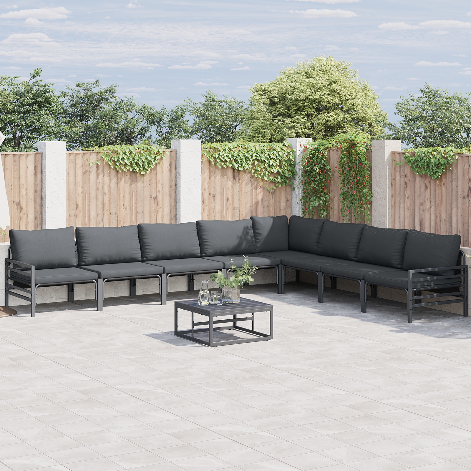 Garten-Sofa-Set 8 pcs Anthrazit Stahl Garten-Sofa-Set 8 pcs Anthrazit Stahl