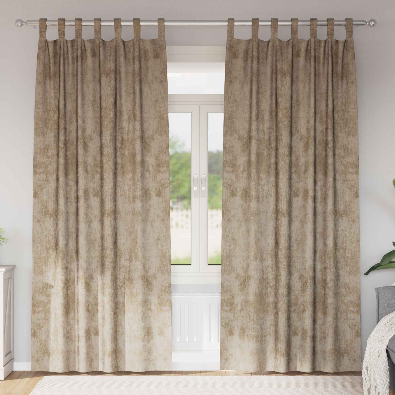 Samtvorhänge 2 Stück mit Ösen Champagner 245x140 cm