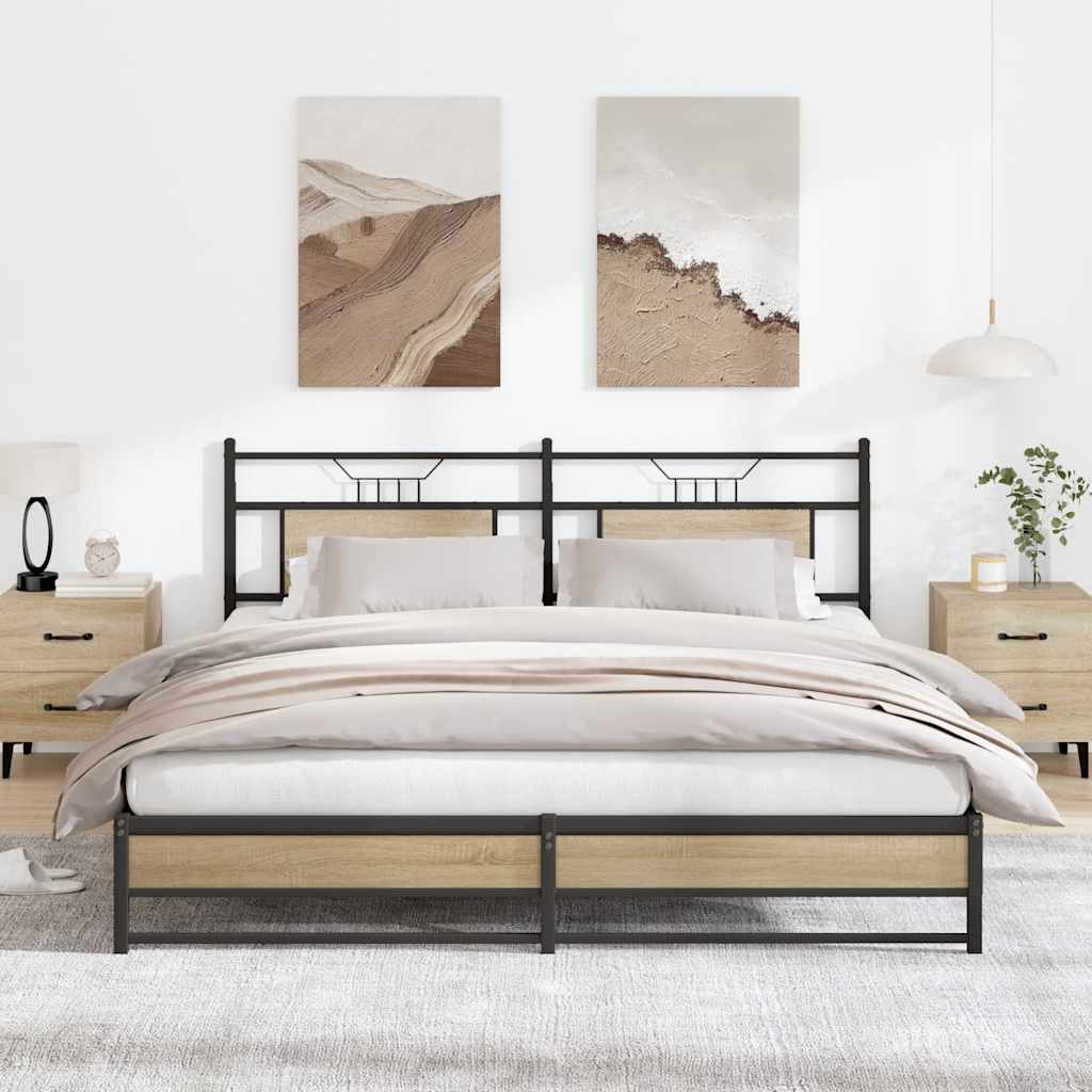 Metallbett ohne Matratze Sonoma-Eiche 180x200 cm