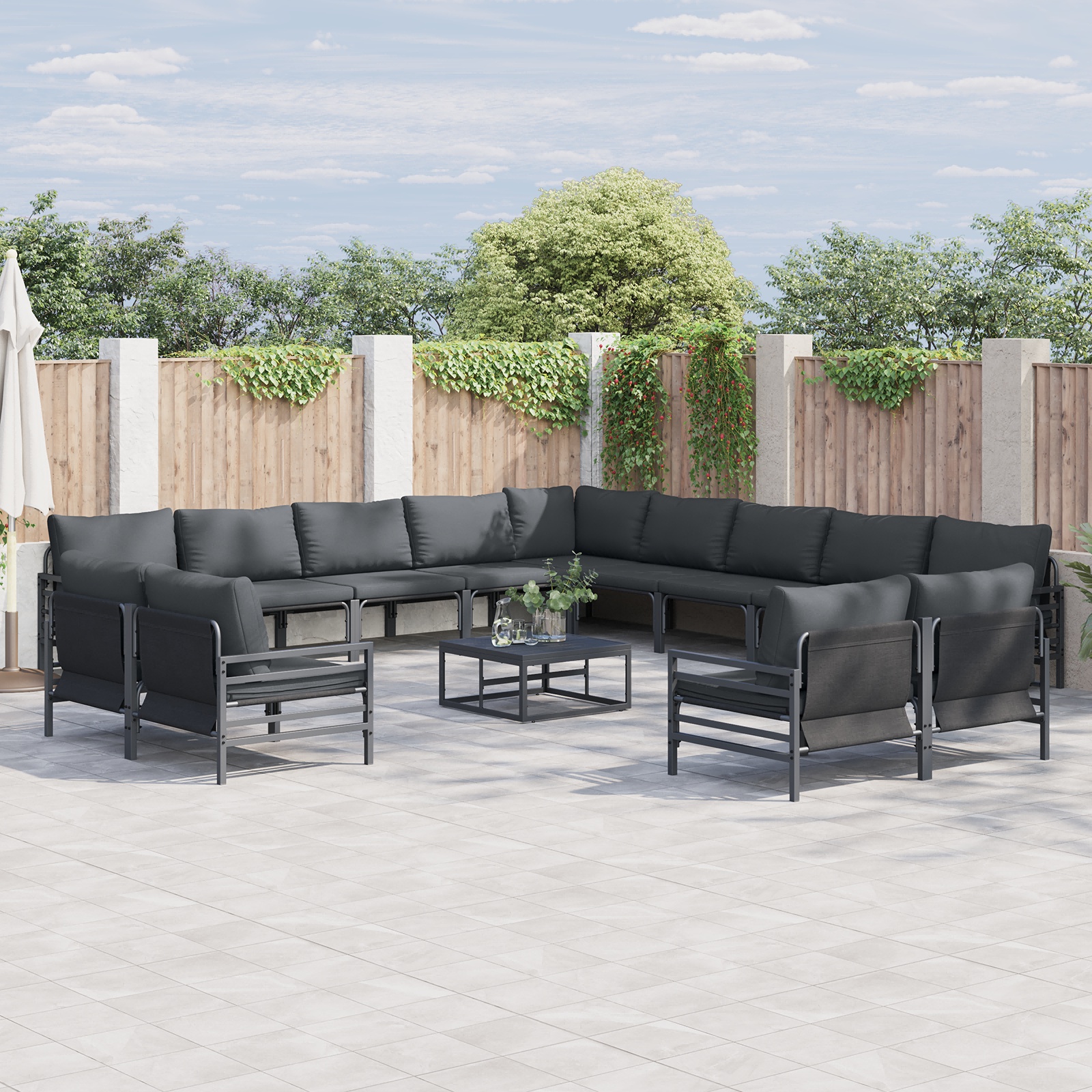 Garten-Sofa-Set 13 pcs Anthrazit Stahl Garten-Sofa-Set 13 pcs Anthrazit Stahl