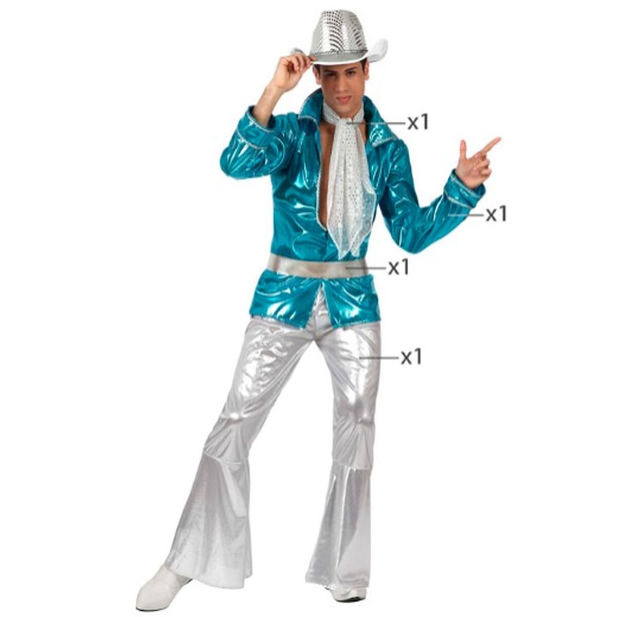 Verkleidung für Erwachsene Blau Disco-Musik