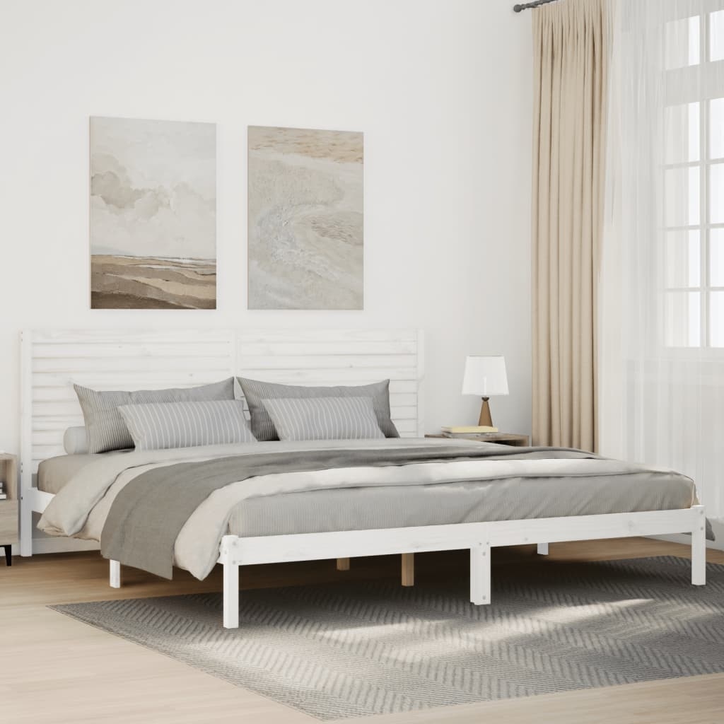 Massivholzbett Extra Lang ohne Matratze Weiß 200x220 cm
