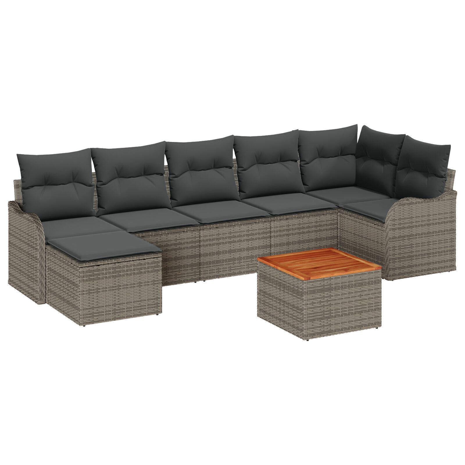 8-teiliges Garten-Sofa-Set mit Kissen Grau Poly Rattan Akazie, 2-Sitzer Garten-Sofa mit Kissen Grau Poly Rattan 8-teiliges Garten-Sofa-Set mit Kissen Grau Poly Rattan Akazie, 2-Sitzer Garten-Sofa mit Kissen Grau Poly Rattan