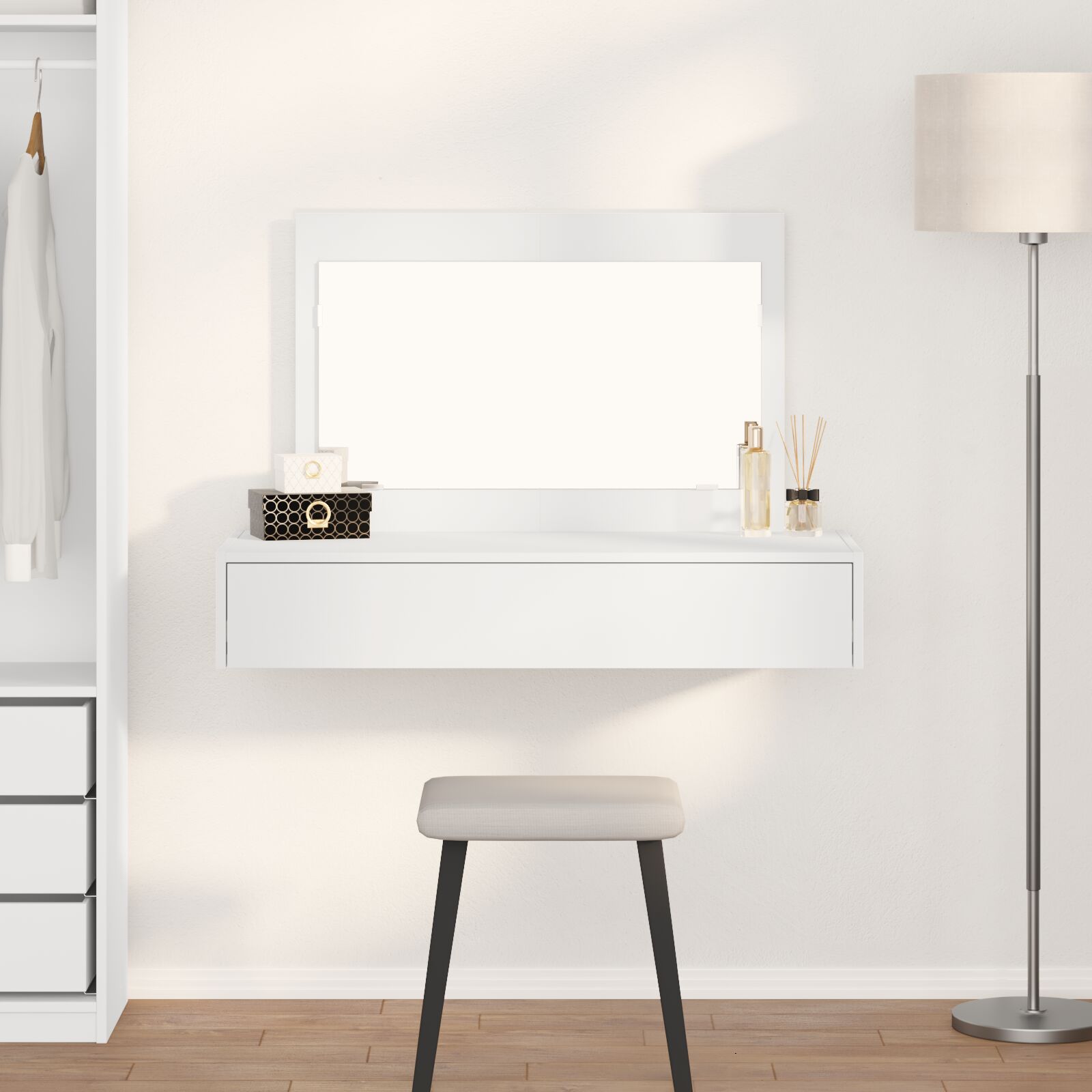 vidaXL Wandhängender Schminktisch Weiß 100x40x70 cm