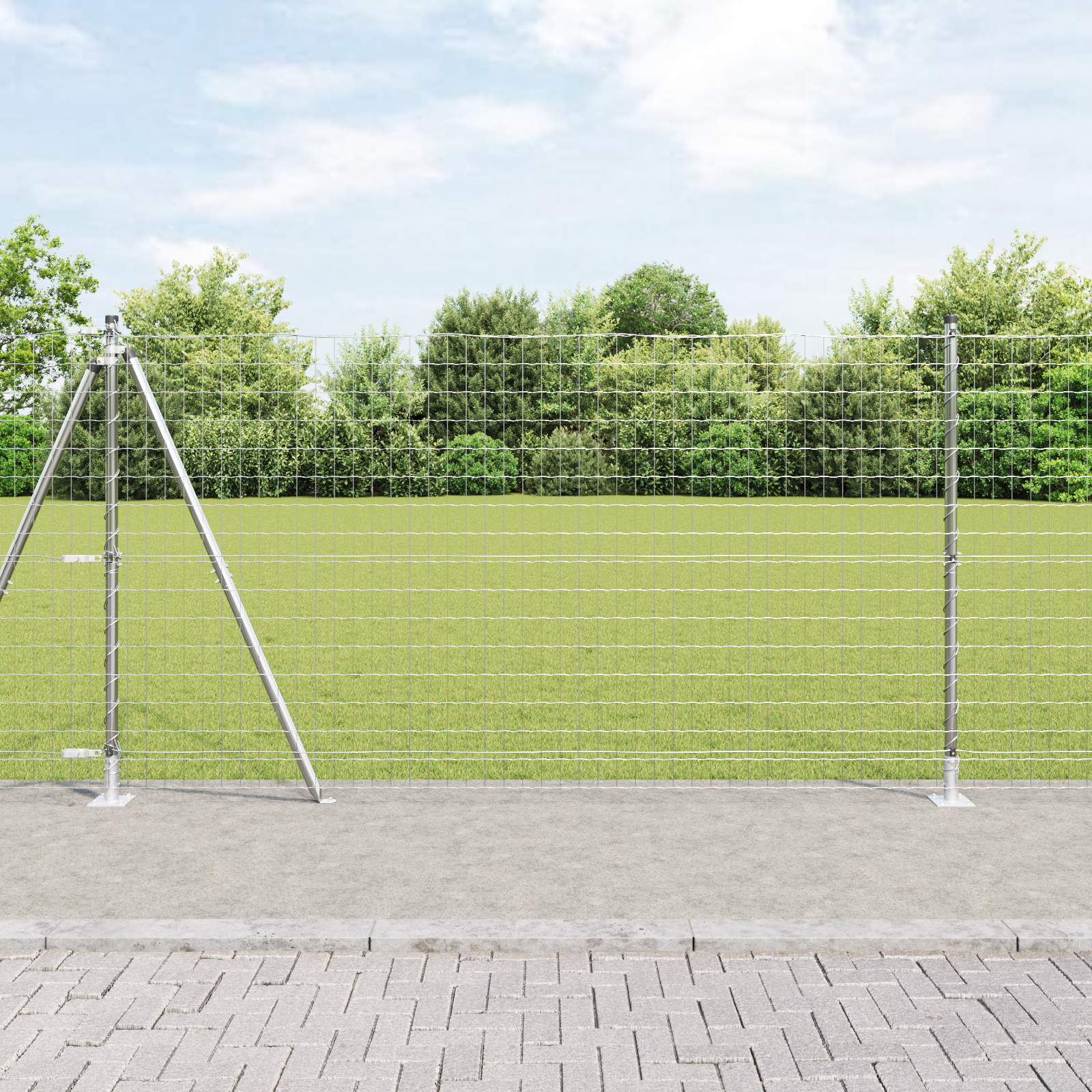 Euro Zaun mit 7 Flanschpfosten 1.2x10 m Galvanisierter Stahl