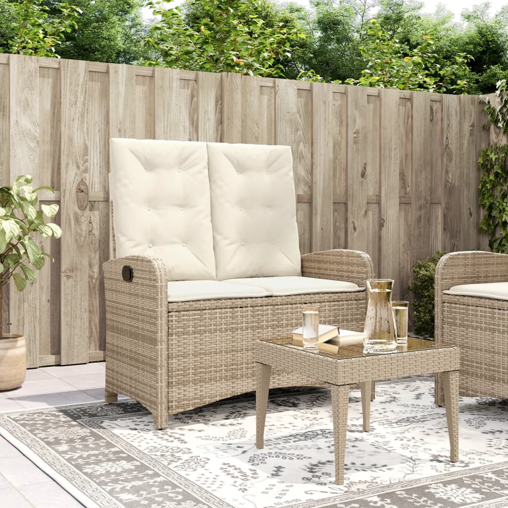 Gartenbank Verstellbar mit Kissen Beige Poly Rattan Gartenbank Verstellbar mit Kissen Beige Poly Rattan