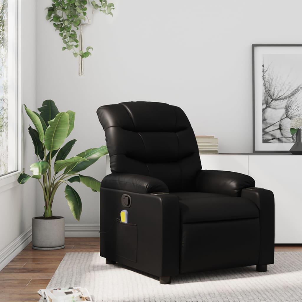 Massage-Relaxsessel, Kunstleder, Schwarz
