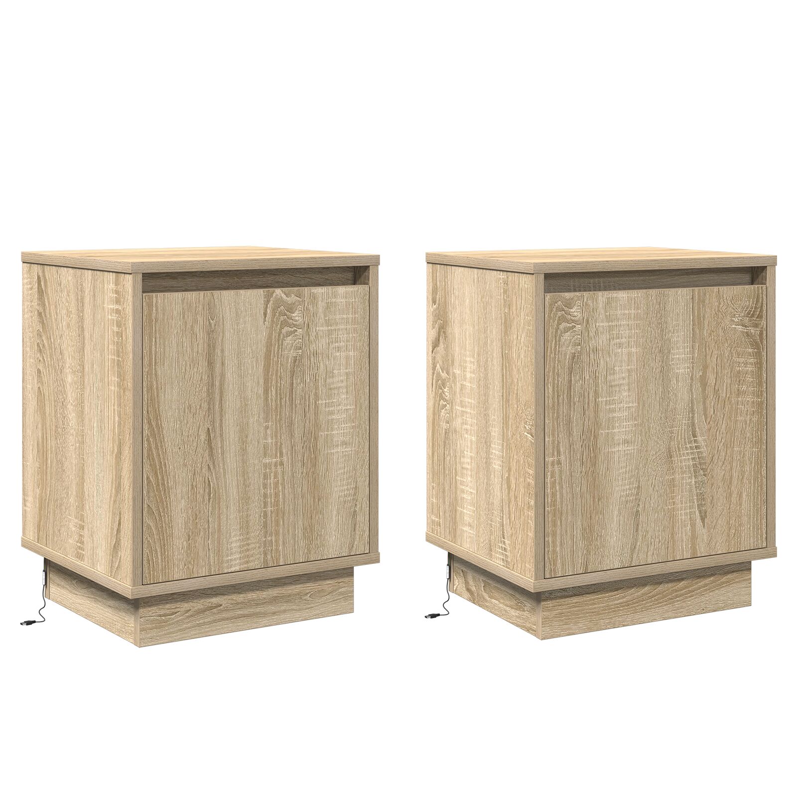 Nachttische mit LED-Lichtern 2 Stück Sonoma Eiche 39x34,5x50 cm
