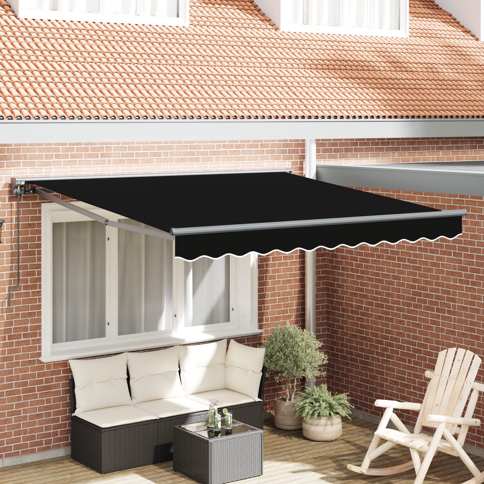 Einziehbare Markise Schwarz 300x250 cm Polyester