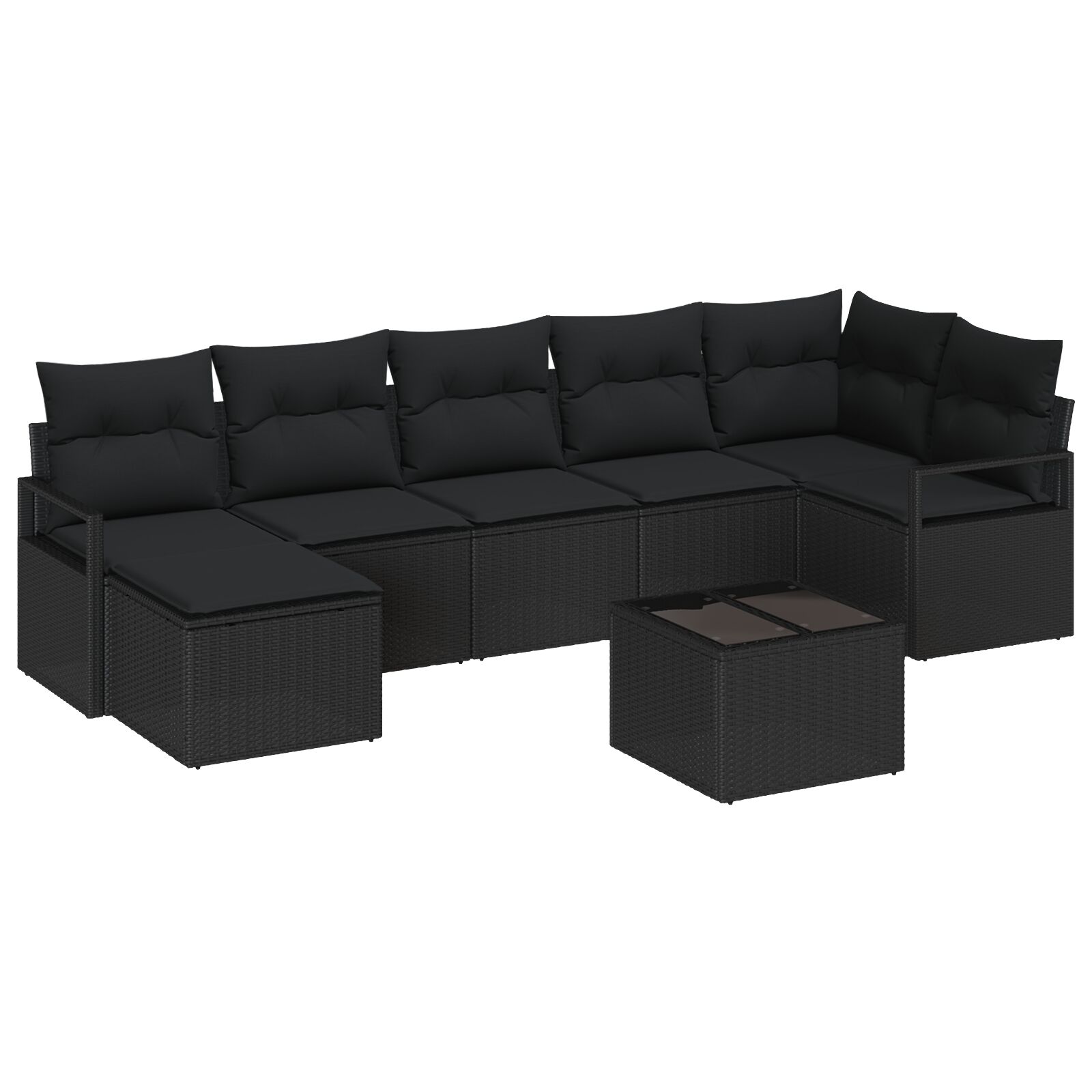 8-teiliges Garten-Sofa Set mit Kissen Beige Poly-Rattan, 2-Sitzer Garten-Sofa mit Kissen Schwarz Poly-Rattan 8-teiliges Garten-Sofa Set mit Kissen Beige Poly-Rattan, 2-Sitzer Garten-Sofa mit Kissen Schwarz Poly-Rattan