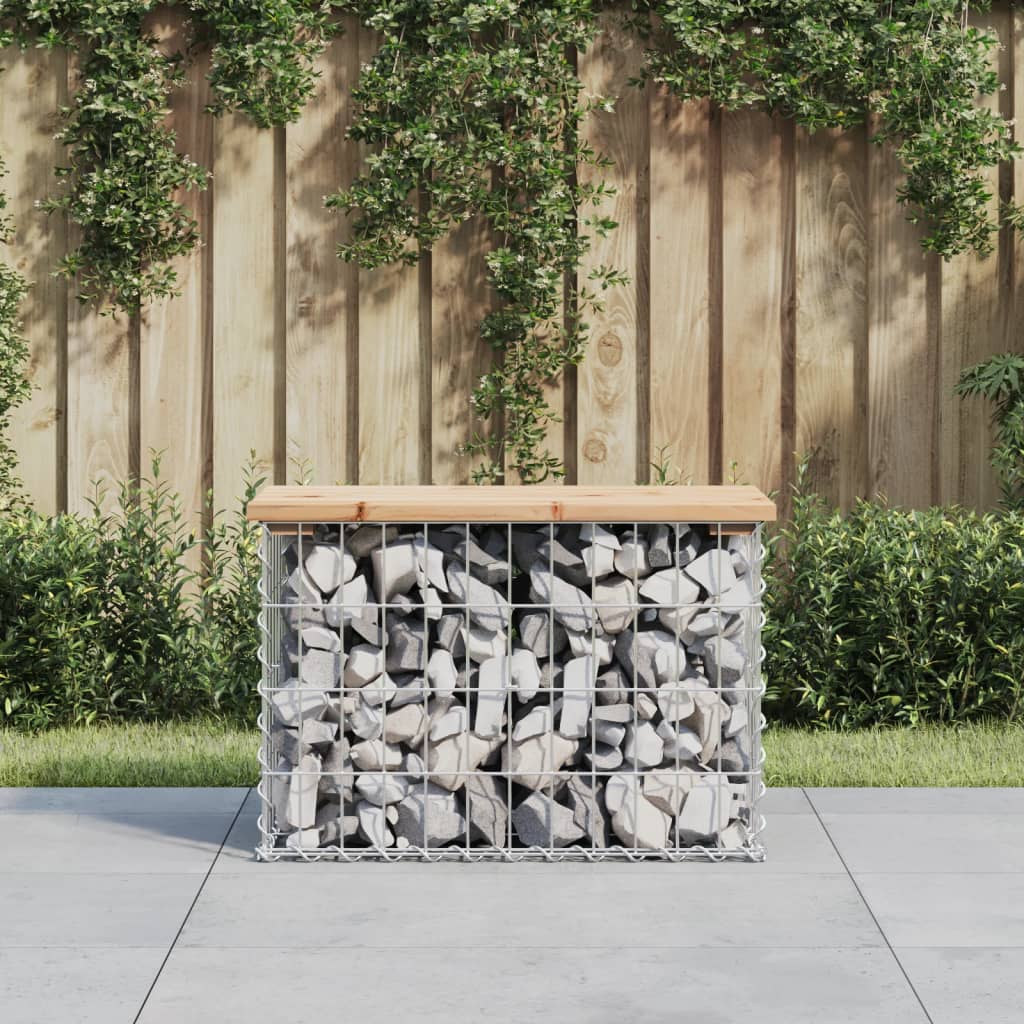 Gartenbank aus Gabionen 63x31,5x42 cm Massivholz Kiefer Gartenbank aus Gabionen 63x31,5x42 cm Massivholz Kiefer