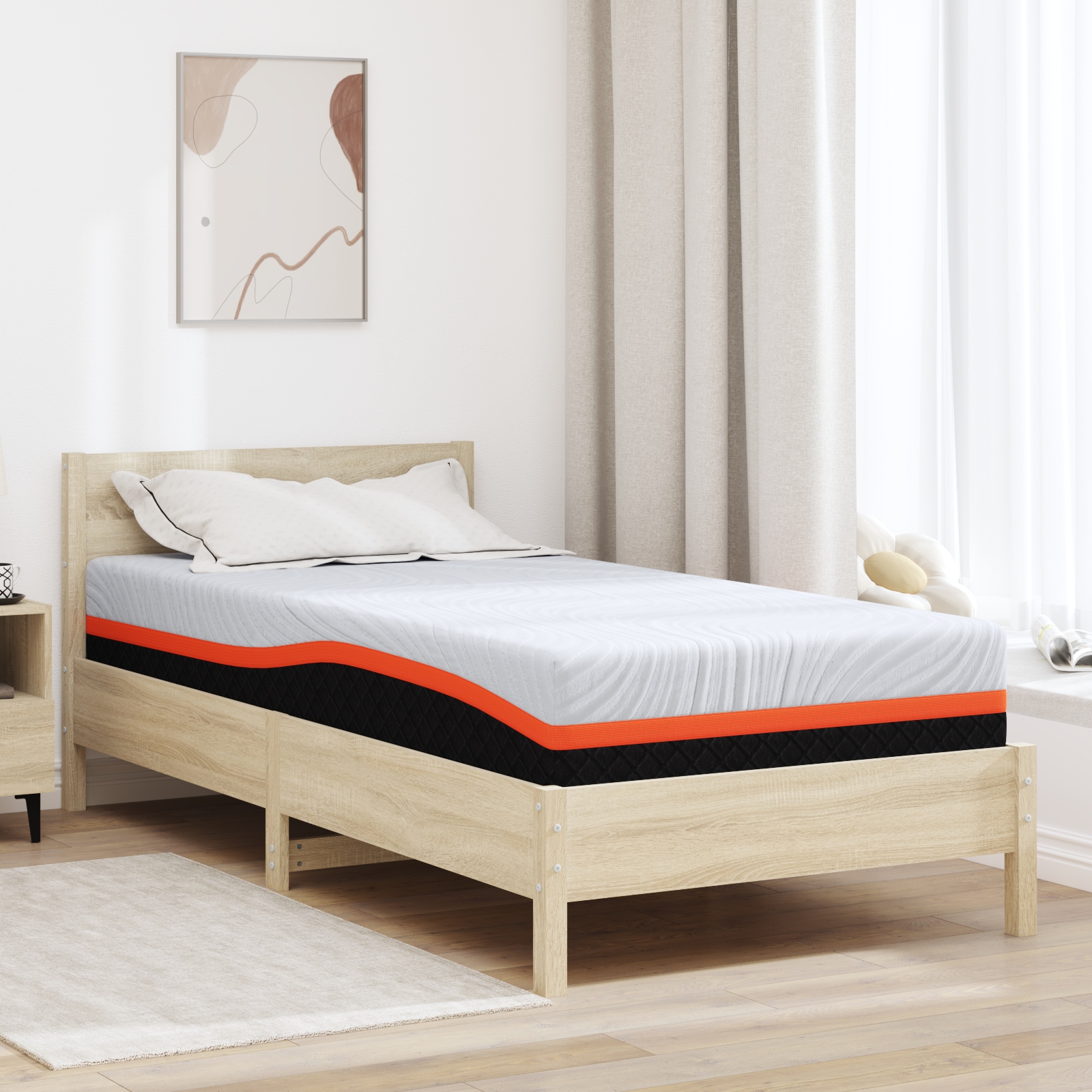 Matratzen Weiß, Grau 90 x 200 cm 100% Polyester Jacquardstoff