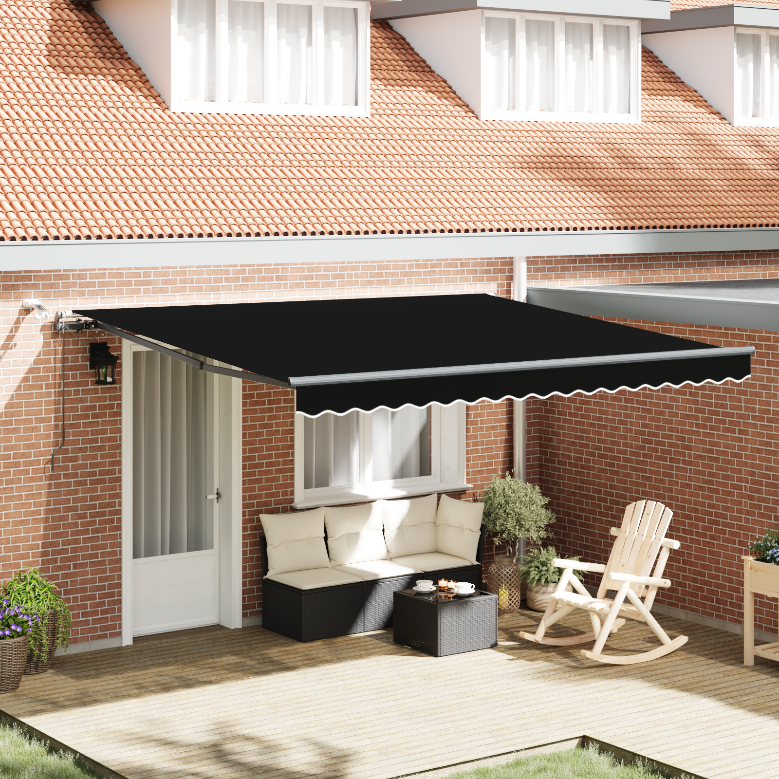 Automatische einziehbare Markise mit LED Schwarz 400x300 cm