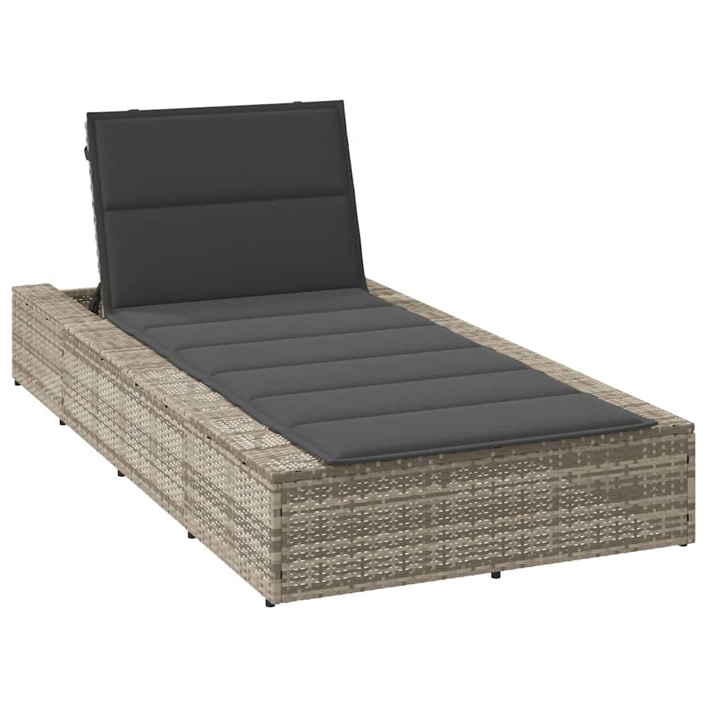 Sonnenliege mit schwebender Auflage Hellgrau Poly Rattan Sonnenliege mit schwebender Auflage Hellgrau Poly Rattan