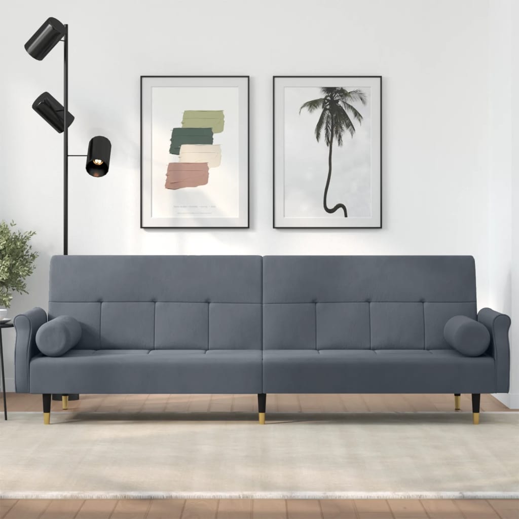 Schlafsofa mit Kissen Dunkelgrau Samt Schlafsofa mit Kissen Dunkelgrau Samt
