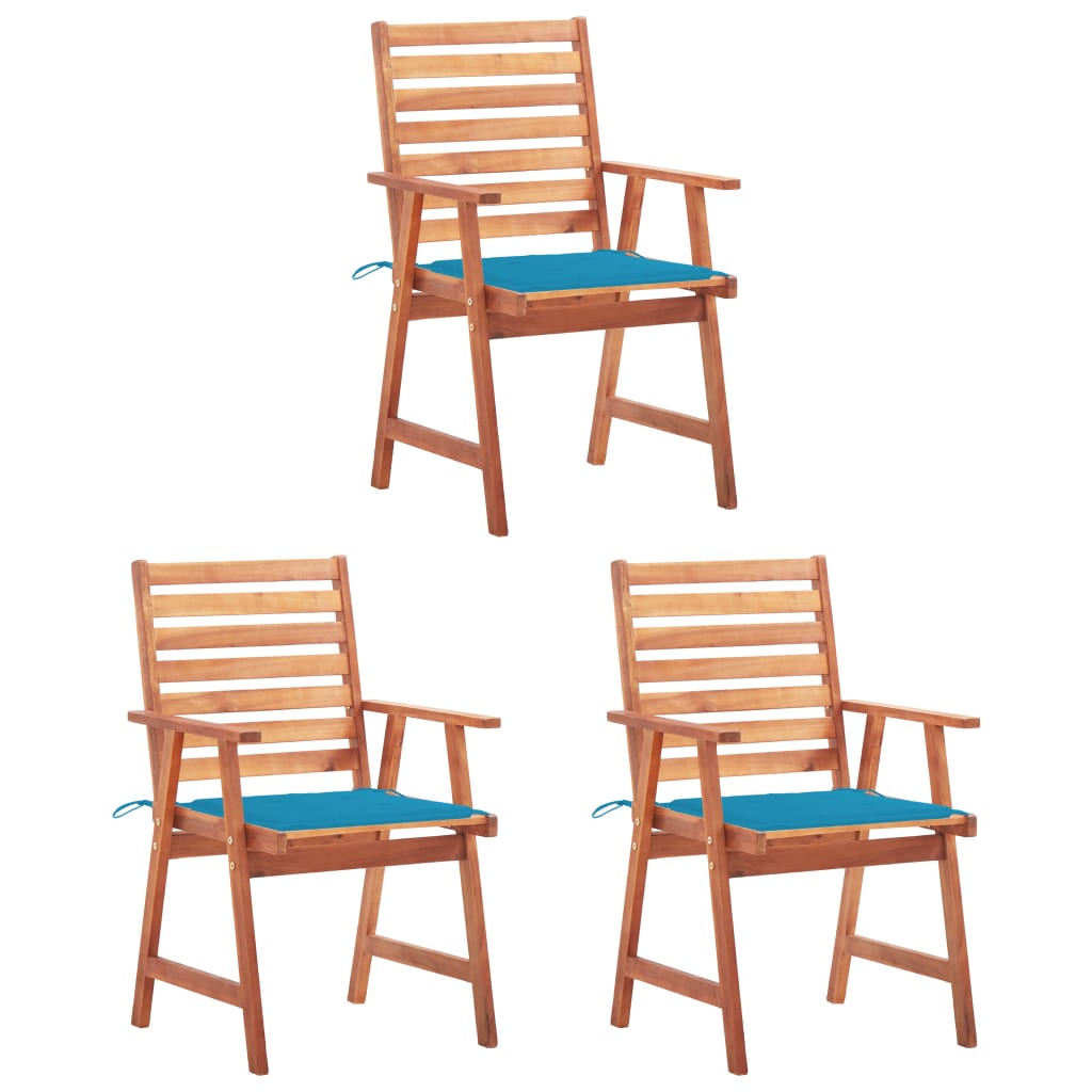 Garten-Essstühle 3 Stk. mit Kissen Massivholz Akazie Garten-Essstühle 3 Stk. mit Kissen Massivholz Akazie
