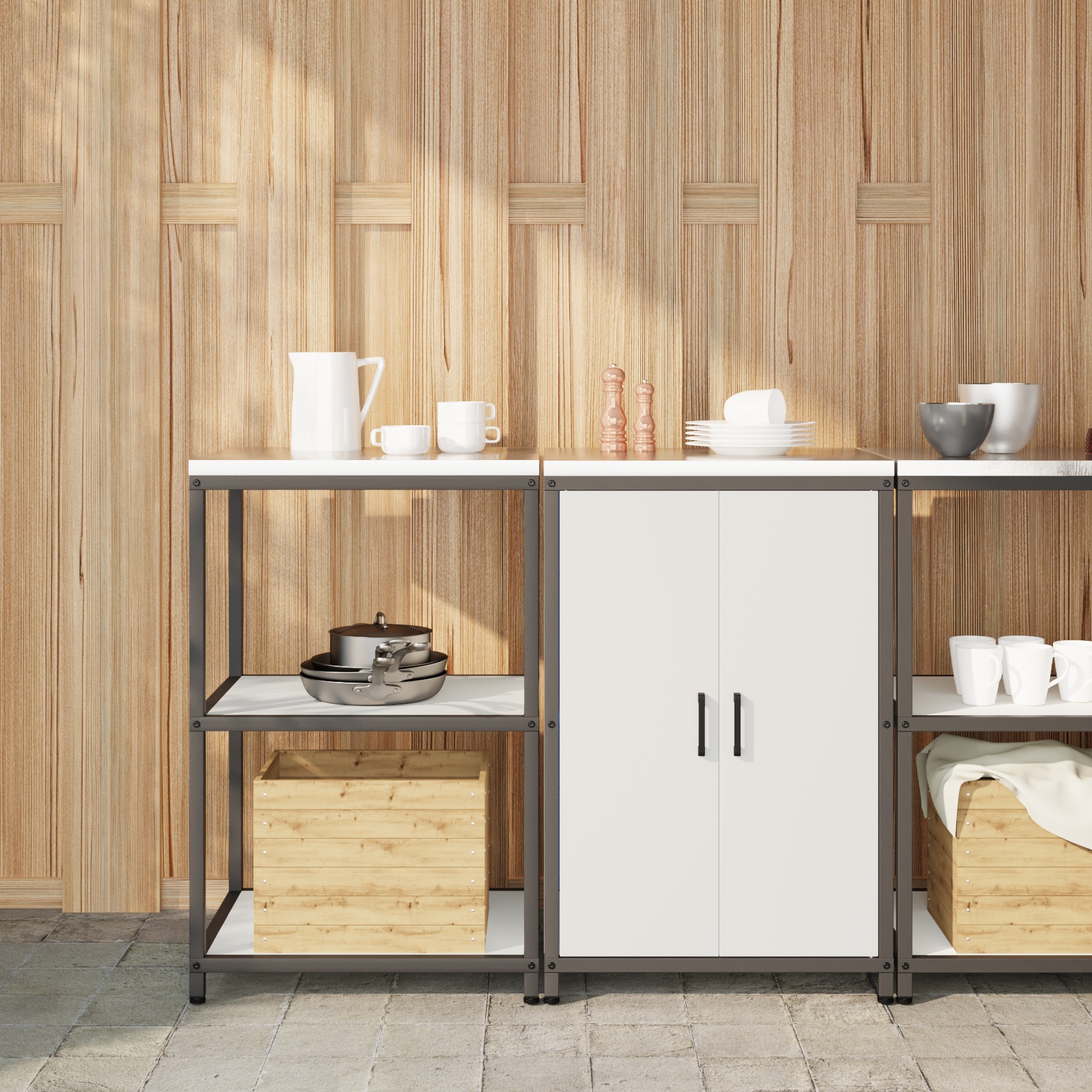 Küchenlager-Set 2 pcs Weiß 120 x 50 x 92 cm Kaltgewalzter Stahl