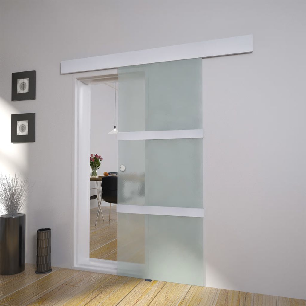 Schiebetür Glas und Aluminium 178 cm Silbern Schiebetür Glas und Aluminium 178 cm Silbern