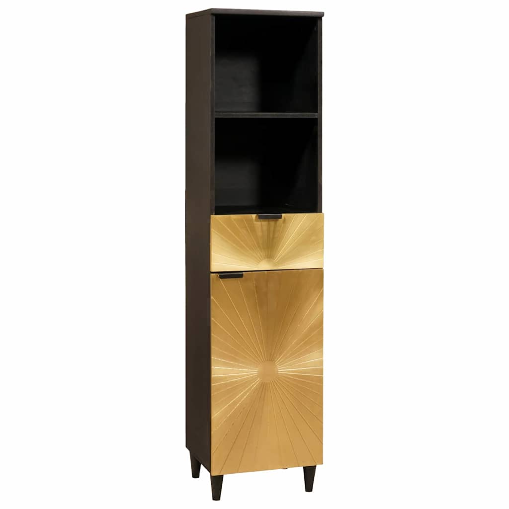 Badezimmer Schrank mit Regal Schwarz und Gold 38 x 33 x 160 cm Badezimmer Schrank mit Regal Schwarz und Gold 38 x 33 x 160 cm