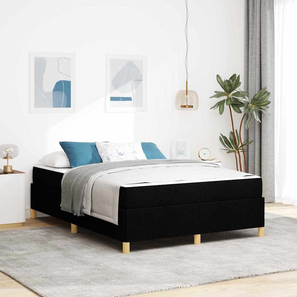 Boxspringbett Schwarz und Weiß und Schwarz 140 x 200 cm Stoff