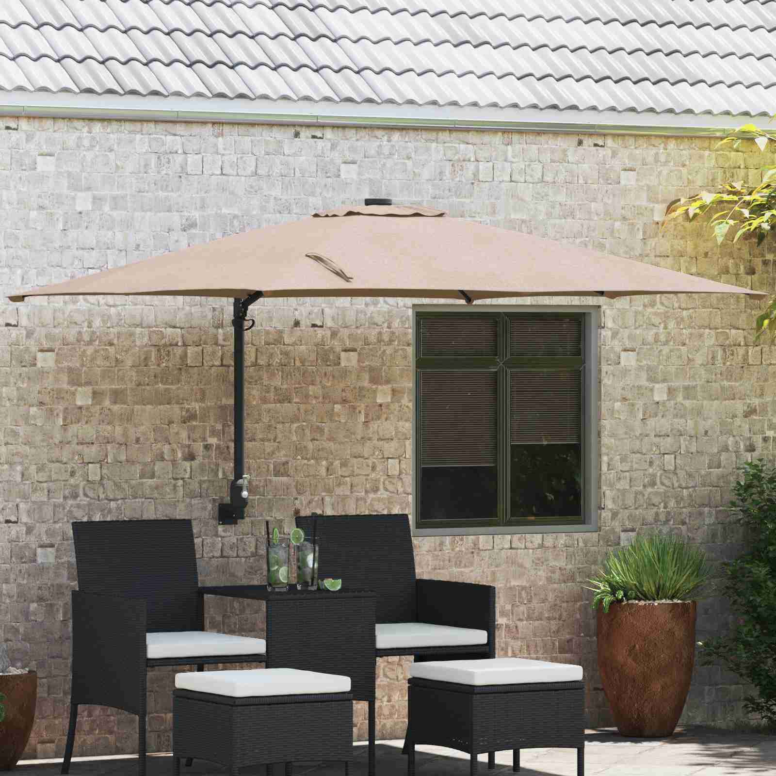 Patio-Schirm Taupe Polyester Groß Faltbar Rechteckig Modern