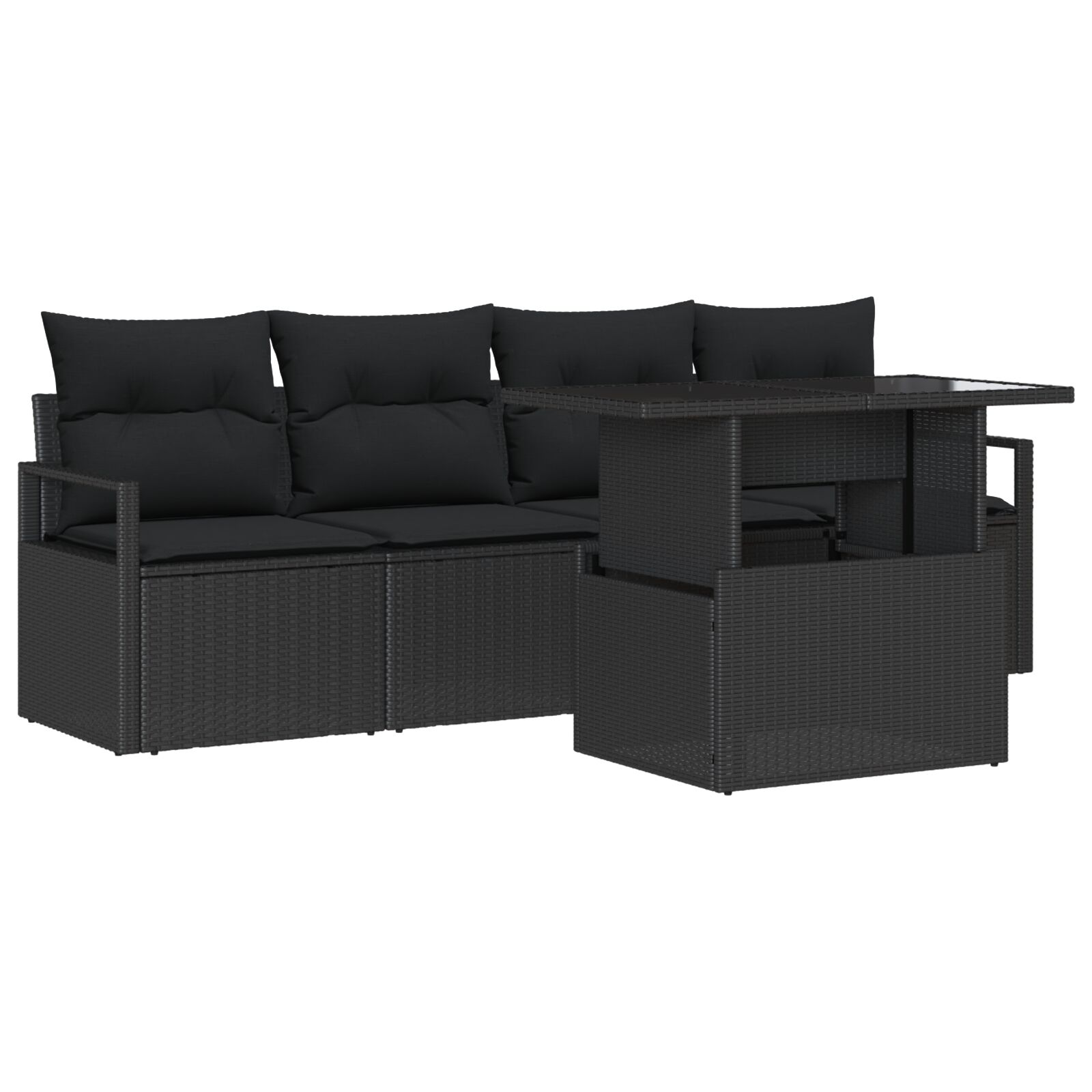 5-teiliges Garten-Sofa-Set mit Kissen, Schwarz Poly-Rattan, 2-Sitzer Garten-Sofa mit Kissen, Schwarz Poly-Rattan 5-teiliges Garten-Sofa-Set mit Kissen, Schwarz Poly-Rattan, 2-Sitzer Garten-Sofa mit Kissen, Schwarz Poly-Rattan