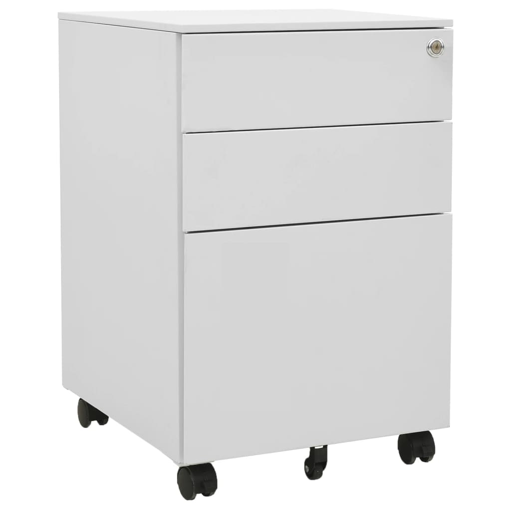 Aktenschrank mit Rollen Hellgrau 39x45x60 cm Stahl