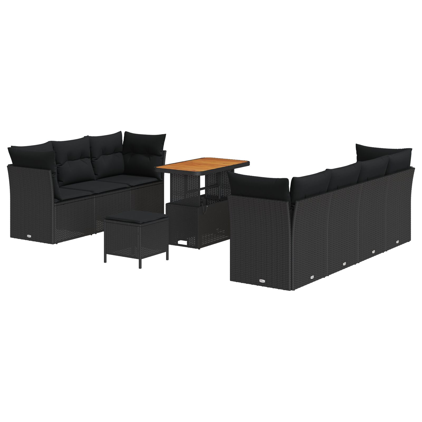 10-teiliges Garten Sofa Set mit Kissen Schwarz Poly Rattan Akazie, 3-teiliges Garten Essset mit Kissen Schwarz Poly Rattan Akazie 10-teiliges Garten Sofa Set mit Kissen Schwarz Poly Rattan Akazie, 3-teiliges Garten Essset mit Kissen Schwarz Poly Rattan Akazie