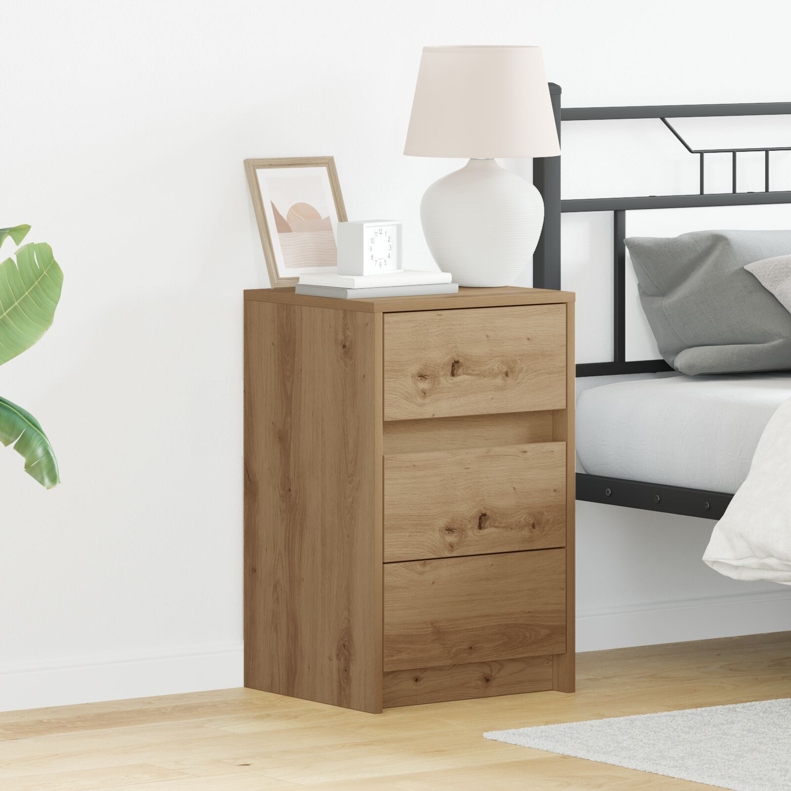 Nachttisch mit LED-Lichtern Artisan Eiche Spanplatte