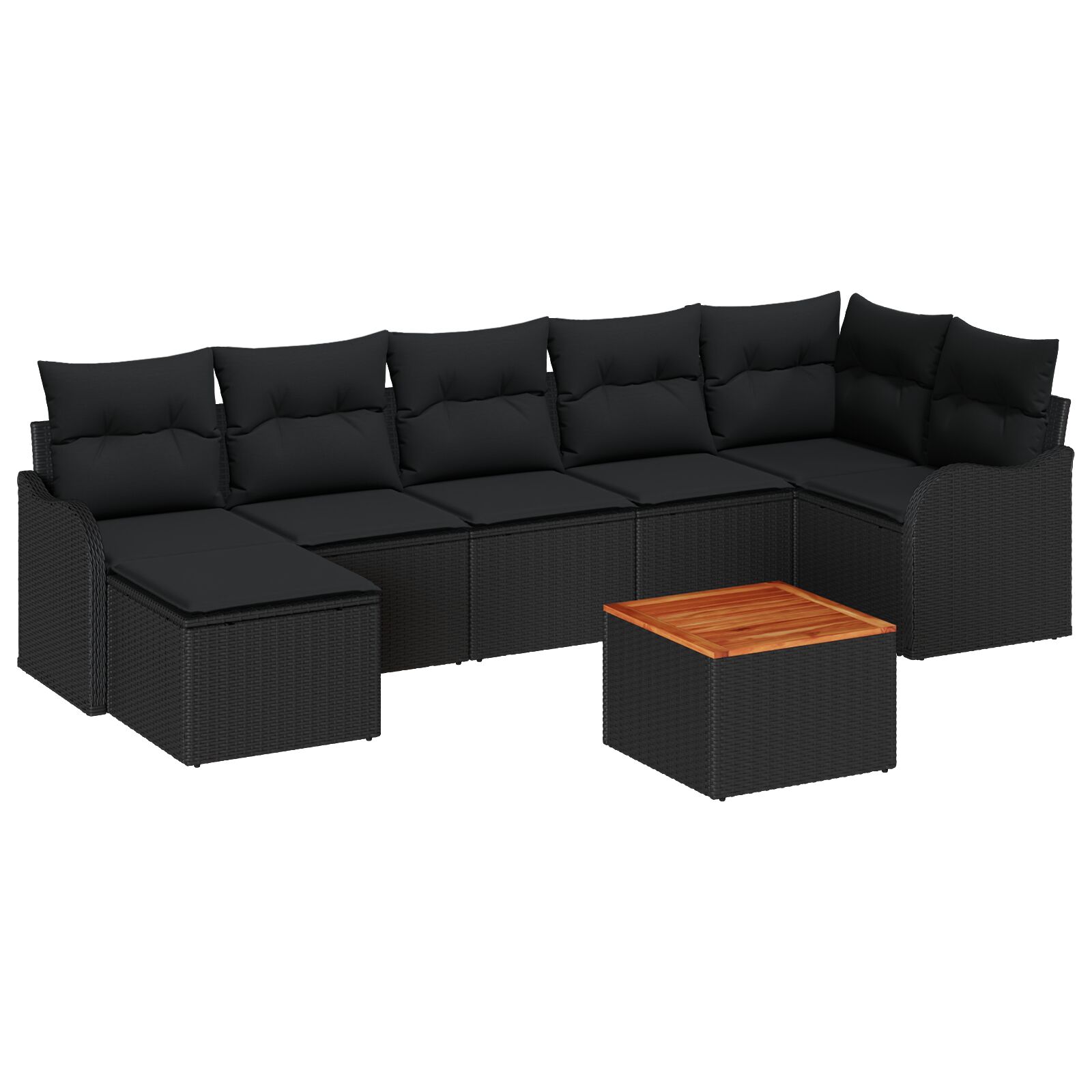 8-teiliges Garten-Sofa-Set mit Kissen Schwarz Poly Rattan Akazie, 2-Sitzer Garten-Sofa mit Kissen Schwarz Poly Rattan 8-teiliges Garten-Sofa-Set mit Kissen Schwarz Poly Rattan Akazie, 2-Sitzer Garten-Sofa mit Kissen Schwarz Poly Rattan
