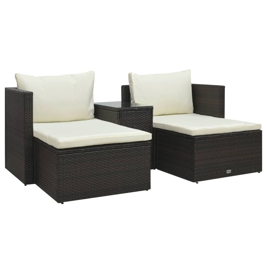 5-tlg. Garten-Lounge-Set mit Auflagen Poly Rattan Braun 5-tlg. Garten-Lounge-Set mit Auflagen Poly Rattan Braun