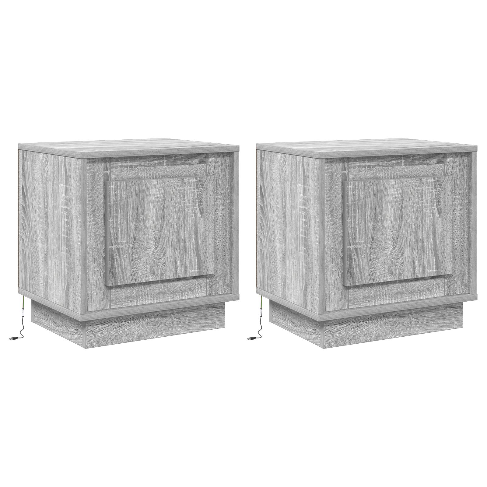 Nachttische mit LED-Lichtern 2 Stück Grau Sonoma 44x34,5x45 cm
