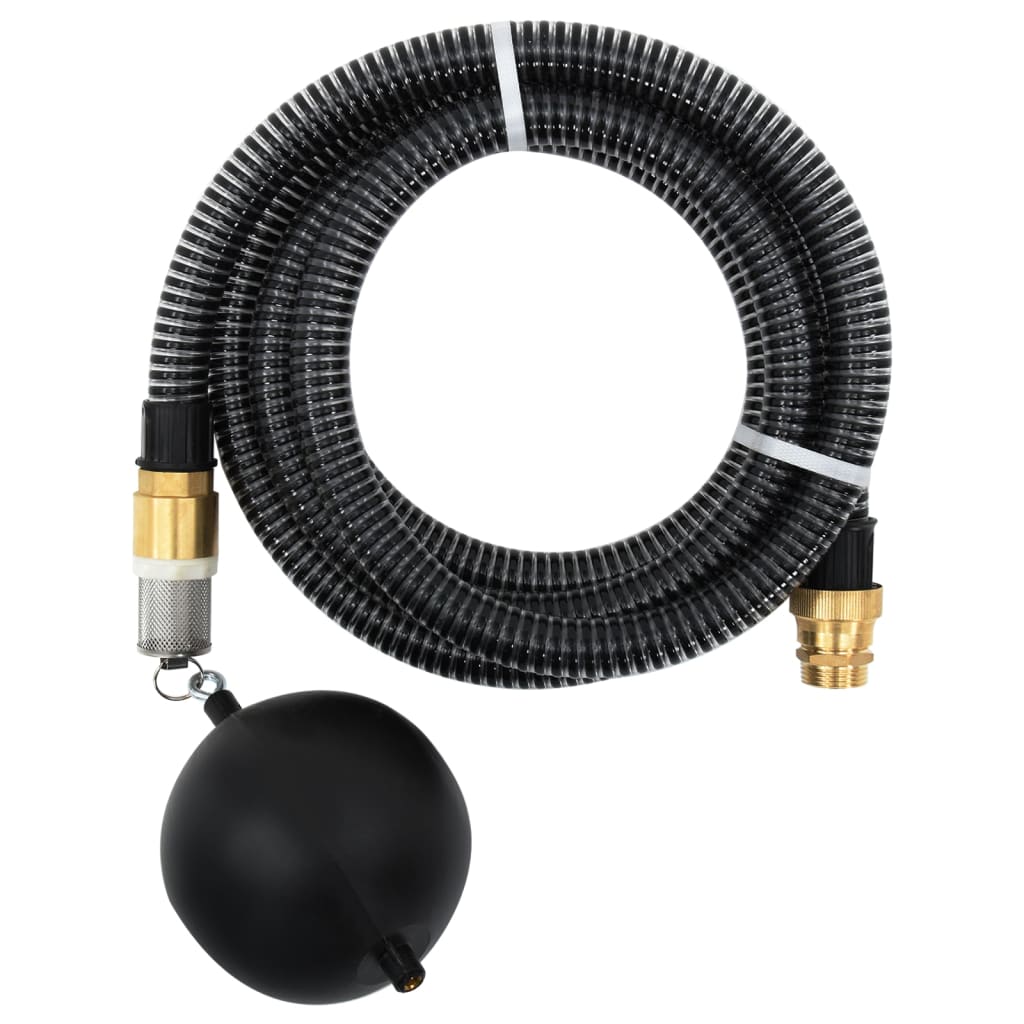 Saugschlauch mit Messing-Anschlüssen Schwarz 1,1" 4 m PVC