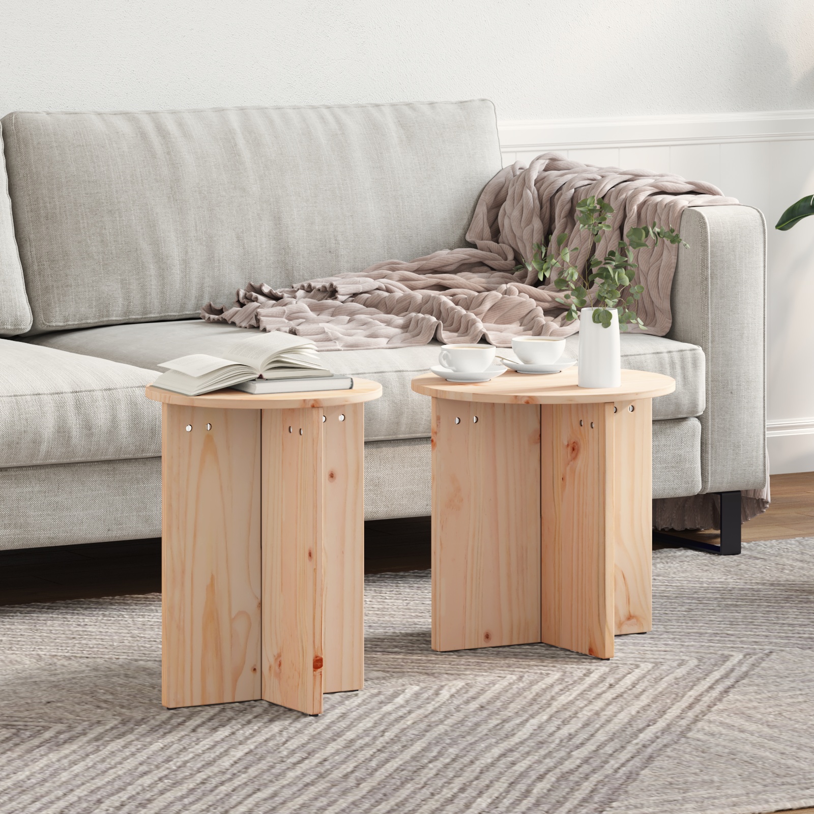 Couchtisch 2 pcs Natürlich 41,5 x 41,5 x 41 cm Massivkiefer