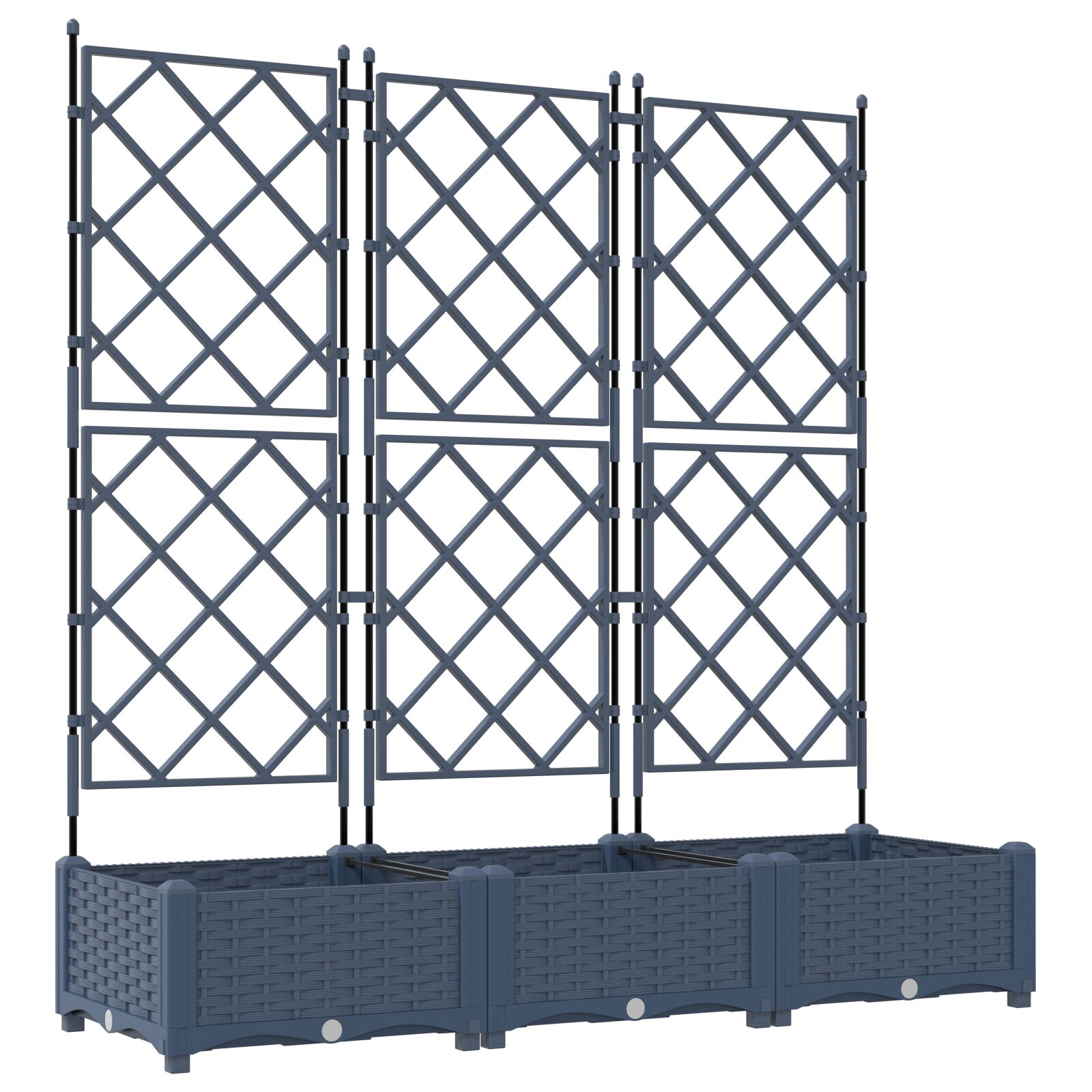 Gartenpflanzer mit Spalier 3 Teile Grau 120x40x125,5 cm