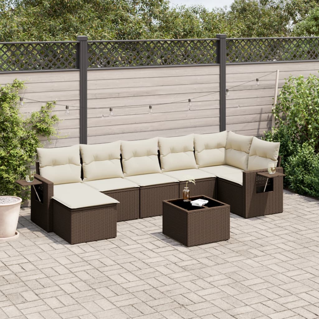 8-tlg. Garten-Sofagarnitur mit Kissen Braun Poly Rattan 8-tlg. Garten-Sofagarnitur mit Kissen Braun Poly Rattan