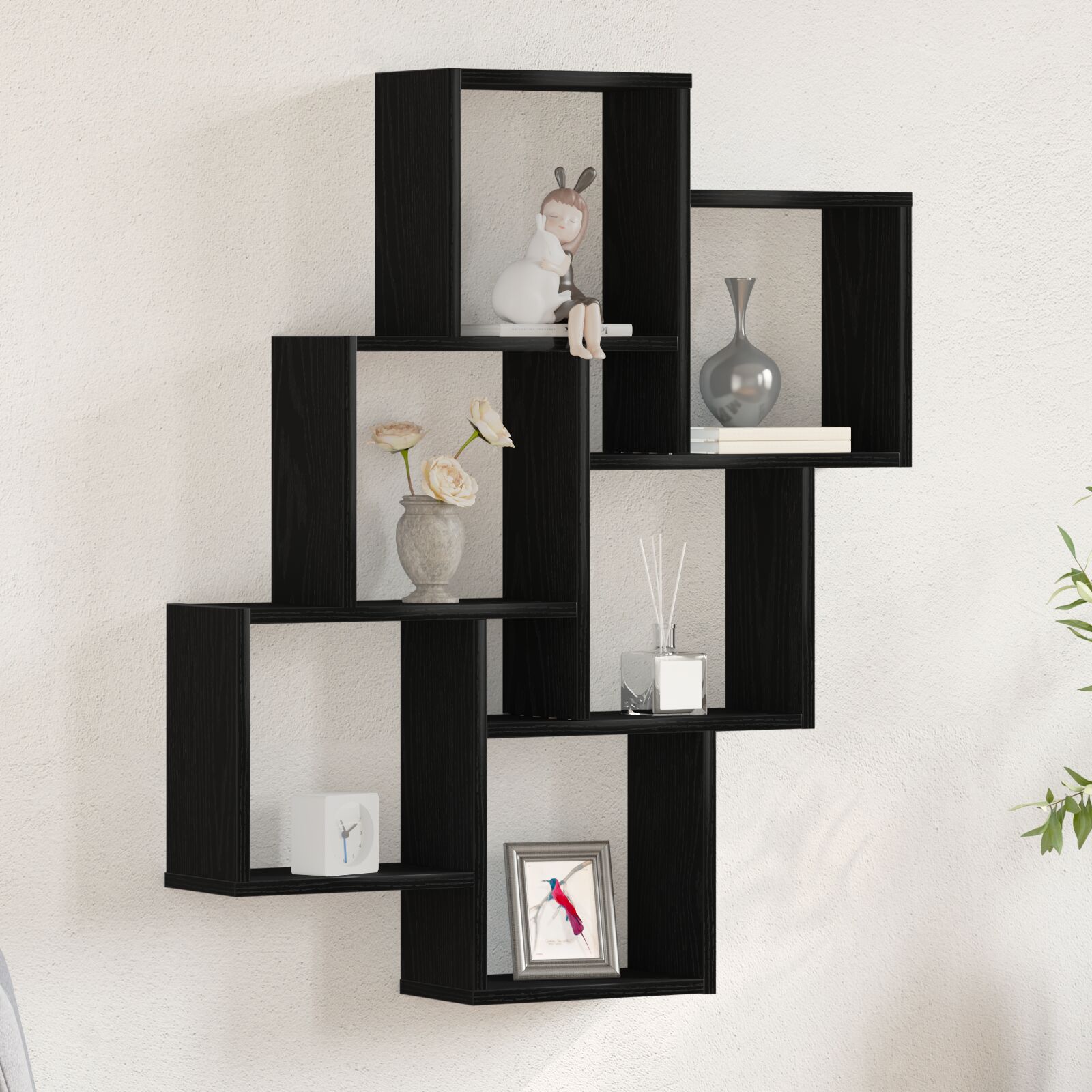 vidaXL Wandregal Schwarz Eiche 78x15x92 cm Holzwerkstoff