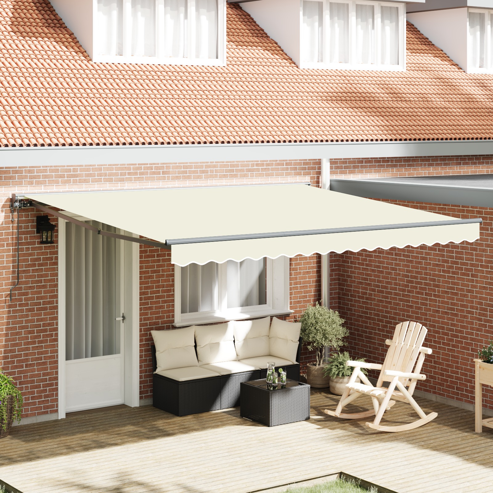 Einziehbare Markise Creme 400x300 cm Polyester und Stahl