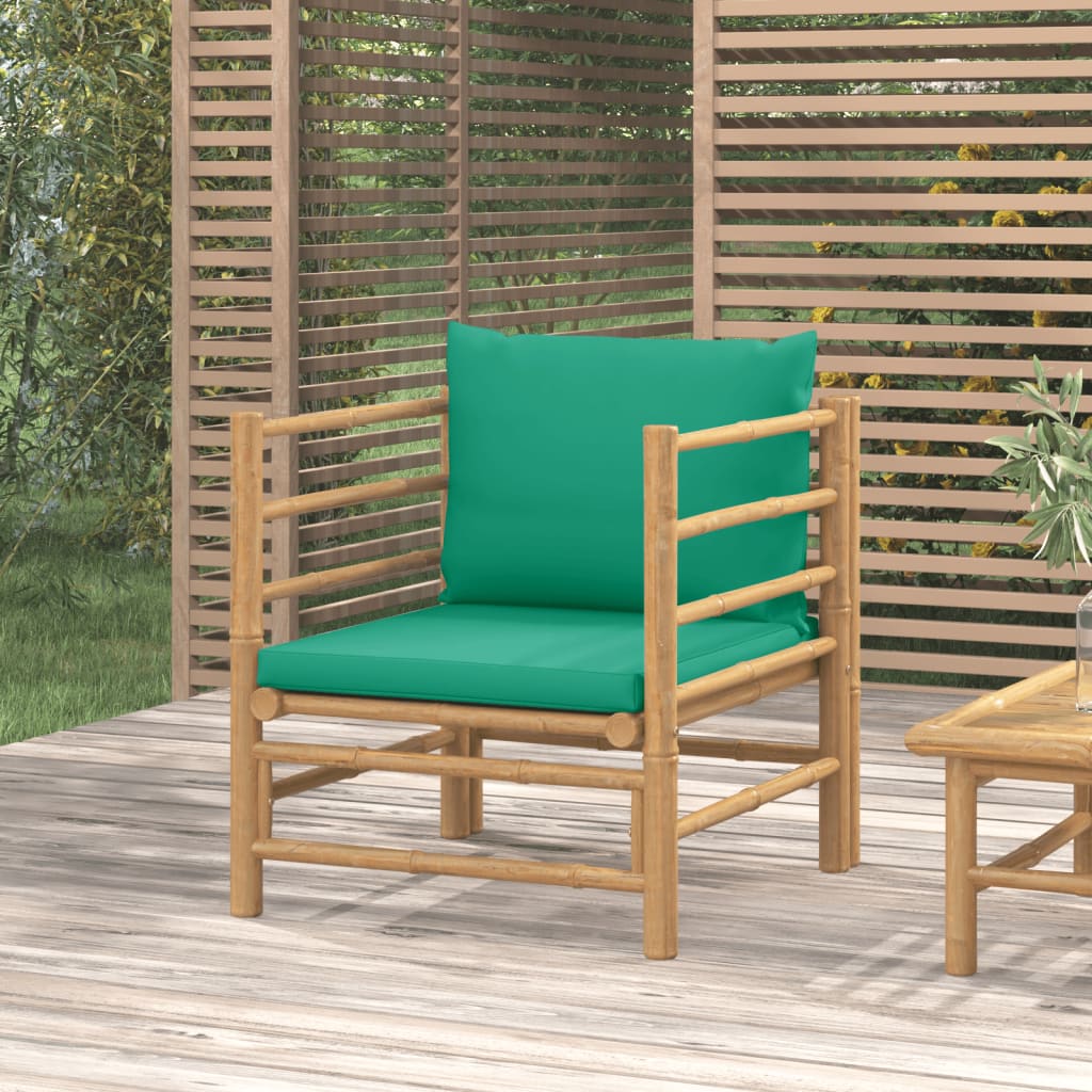 Gartensessel mit Grünen Kissen Bambus Gartensessel mit Grünen Kissen Bambus